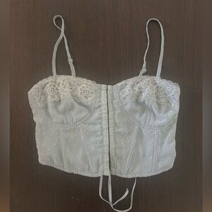 Lottie Moss Light Green Lace-Up Top